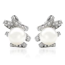 South Sea Pearl With Channel Diamond Earring 18K White Gold | 255352