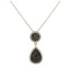 Image 1 : Gold Plated Sterling Silver, 11Mm Round Circle And 13.5X17.5Mm Teardrop, Grey Druzy Natural Stone Wi