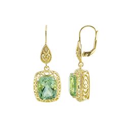 STERLING SILVER GOLDPLATED MINTGREEN QUARTZ LEVERBACK EARRINGS (#8938SPMGQ)