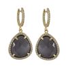 Image 1 : Dark Amy Cat's Eye Semi Precious Stone, With CZ Border, On Gold Plated Sterling Silver  Lever Back E