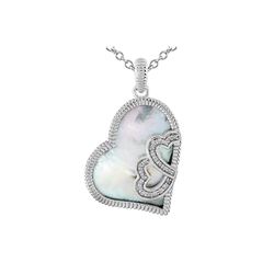 SILVER HS WHITE MOTHER-OF-PEARL / DIAMOND PENDANT (#6910MOP-WHT)