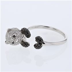 White & Black Diamond Ring In 18K White Gold| 428779