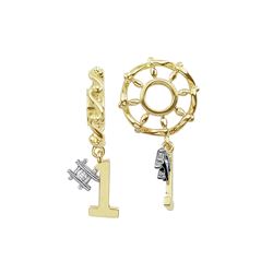 GOLD WHEEL W/DIAMOND #1 DANGLE (#329D)