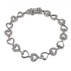 Sterling Silver Heart  Bracelet With CZ