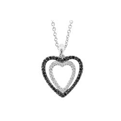 SS BLACK / WHITE DIAMOND HEART PENDANT (#7516D-BLK)