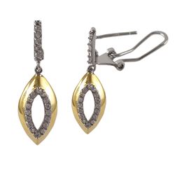Sterling Silver-CZ Two Tone Earring