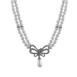 2 Row Pave Front Pearl
