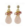 Image 1 : Rose Quartz Semi Precious Stone Gold Filled Post Earrings
