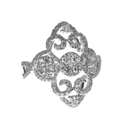 14K  White Gold Diamond Scroll Ring