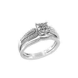 SILVER DIAMOND BRIDAL RING SET - Size 8 (#537D-R3)