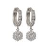 Image 1 : Sterling Silver AAA CZ Dangling Flower Huggie Earrings, 0.75