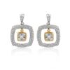 Image 1 : Open Cushion W/ Diamond Cluster Dangle Earrings In 14K Two-Tone Gold | 345319