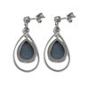 Image 2 : Rhodium Plated Sterling Silver, Grey Teardrop Druzy, CZ Post Earrings Dimensions: 31.5Mm Long X 14Mm