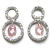 Image 1 : Sterling Silver Pink CZ Circle Earrings