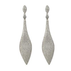 Sterling Silver Post Earrings White Czs Pave