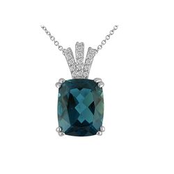 SS LONDON BLUE TOPAZ / DIAMOND PENDANT (#10183LDN)