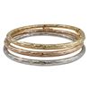 Image 1 : Tri Colored 3 Piece Brass Bangle Set With Hammered Design, 70Mm