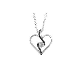 SS BLACK / WHITE DIAMOND HEART PENDANT (#7808D-BLK)