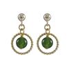 Image 1 : Green Jade 6Mm Semi Precious Ball In 10Mm Braided Ring, On Gold Plated Sterling Silver Ball Post Ear