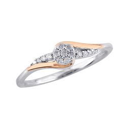 TT STERLING SILVER PINK GOLD PLATED DIAMOND RING - Size 8 (#9812D)