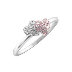 SS DIAMOND DOUBLE HEARTS RING - Size 7 (#9732D)