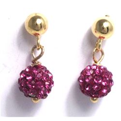 Sterling Silver-GD Crystal Ball Earrings