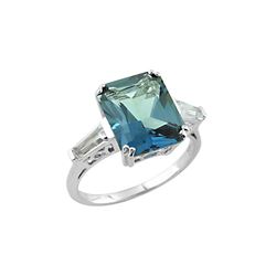 SS LONDON BLUE TOPAZ / WHITE TOPAZ RING - Size 7 (#9522LDNWT)