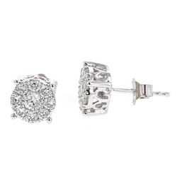 Genuine White Diamond Cluster Earring In 18K White Gold |438597