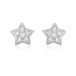 Star Diamond Stud Earrings In 14K White Gold | 405257