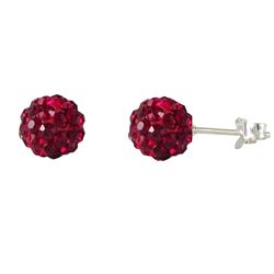 Sterling Silver Garnet Crystal 8Mm Post Earrings