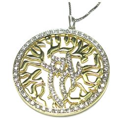 Gold CZ 50Mm Brass Large Shema Pendant