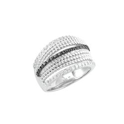 SS BLACK / WHITE DIAMOND RING - Size 7 (#9456D-BLK)