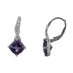 SS AMETHYST / DIAMOND LEVERBK EARRINGS (#10167A)