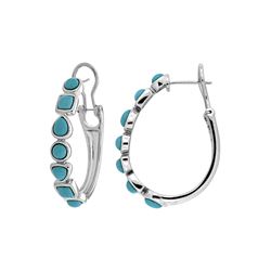 SS TURQUOISE HOOP OMEGA EARRINGS (#7757TQ)