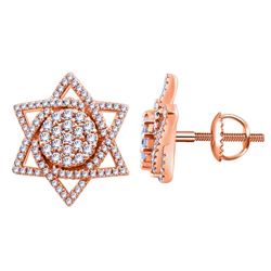 Star Of David Diamond Button Earring In 14K Rose Gold | 434031