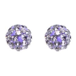 Sterling Silver Lavender Crystal 4Mm Post Earrings