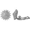 Image 1 : Rhodium Plated Sterling Silver, 14Mm Starburst CZ Circle, Clip Earrings