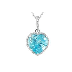 SS SKY BLUE TOPAZ / DIAMOND PENDANT (#6978SPSK)