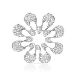 Round Pave-Set Diamond Brooch In 18K White Gold | 363707