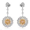 Image 1 : Flower Pave Diamond Drop Earring In 14K Two-Tone | 249936