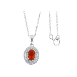 SS FIRE OPAL / WHITE TOPAZ PENDANT (#10190MUL1)