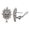 Image 1 : Rhodium Plated Sterling Silver CZ Cluster Post Clip Earrings, 25Mm Long