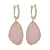 Image 1 : Rose Quartz Semi Precious Faceted Stone, With CZ Border, On Gold Plated Sterling Silver Lever Back E