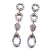 Image 1 : Sterling Silver Post Earrings, White Czs