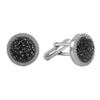 Image 1 : Rhodium Plated Sterling Silver, 15Mm Round Circle, 12Mm Grey Druzy Natural Stone With CZ Border, Cuf