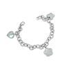 Image 1 : SILVER BRACELET W/ WHITE MOTHER-OF-PEARL CHARMS - Size 7.5 (#17MOP-WHT)
