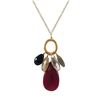 Image 1 : Garnet Combination Semi Precious Stones  On Gold Tone Brass Chain -16