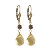 Image 1 : Citrine 9.5X11mm Teardrop And Smoky 4Mm Ball Semi Precious Stones On Gold Filled Lever Back Earrings