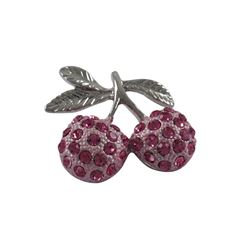Silver Crystal Cherry Pin
