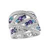 Image 1 : SS AMETHYST / IOLITE / APETITE / WHITE TOPAZ RING - Size 7 (#10217MUL)